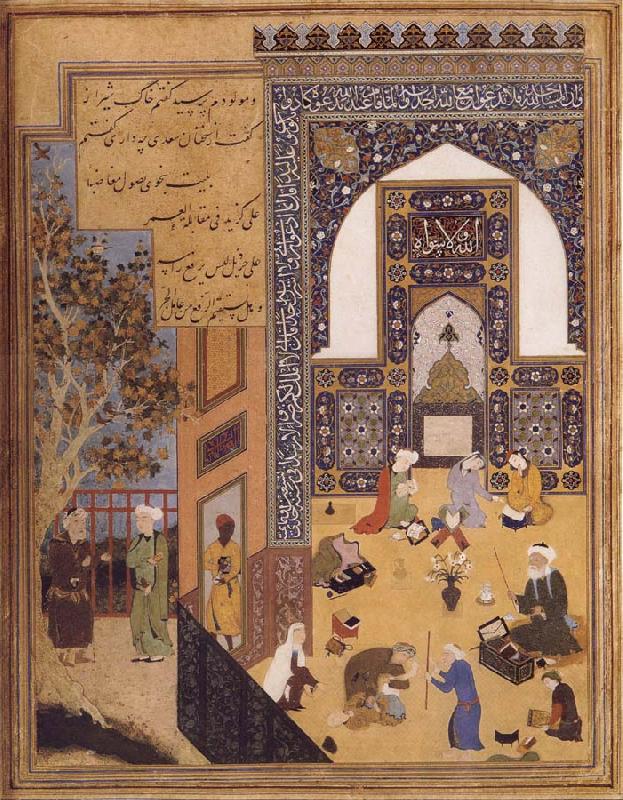 unknow artist The poet Sa di questions a young scholar before the mosque of Kashghar Germany oil painting art
